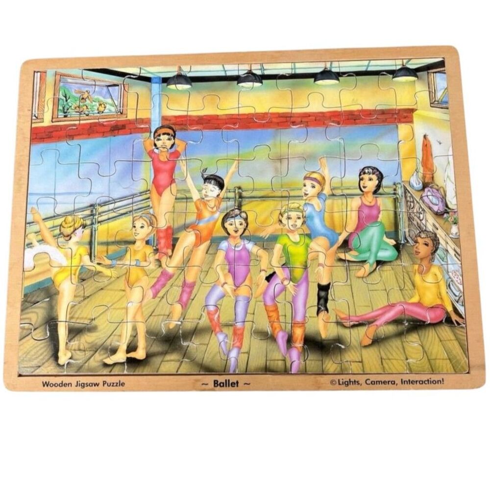 Lights Camera Interaction Vintage Ballet Wooden Jigsaw Puzzle 48 Pcs Ballerinas